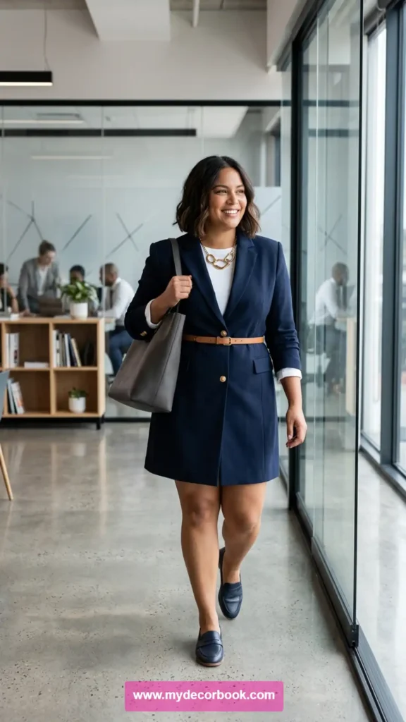 16. Plus Size T Shirt With Blazer Dress Layer