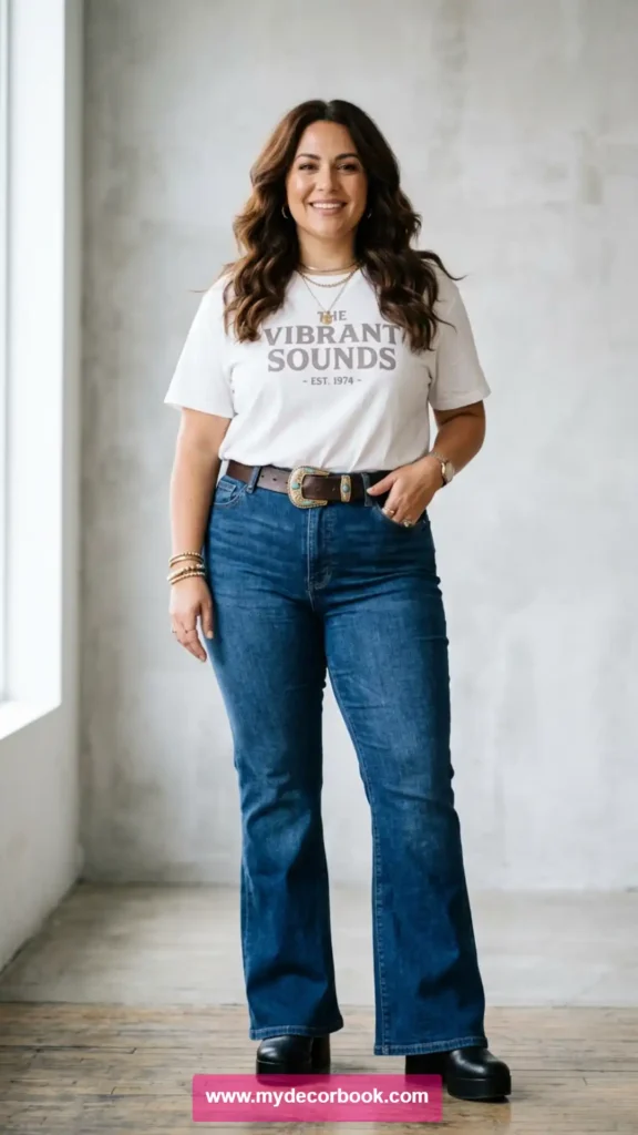 16. Plus Size T Shirt With Flared Jeans