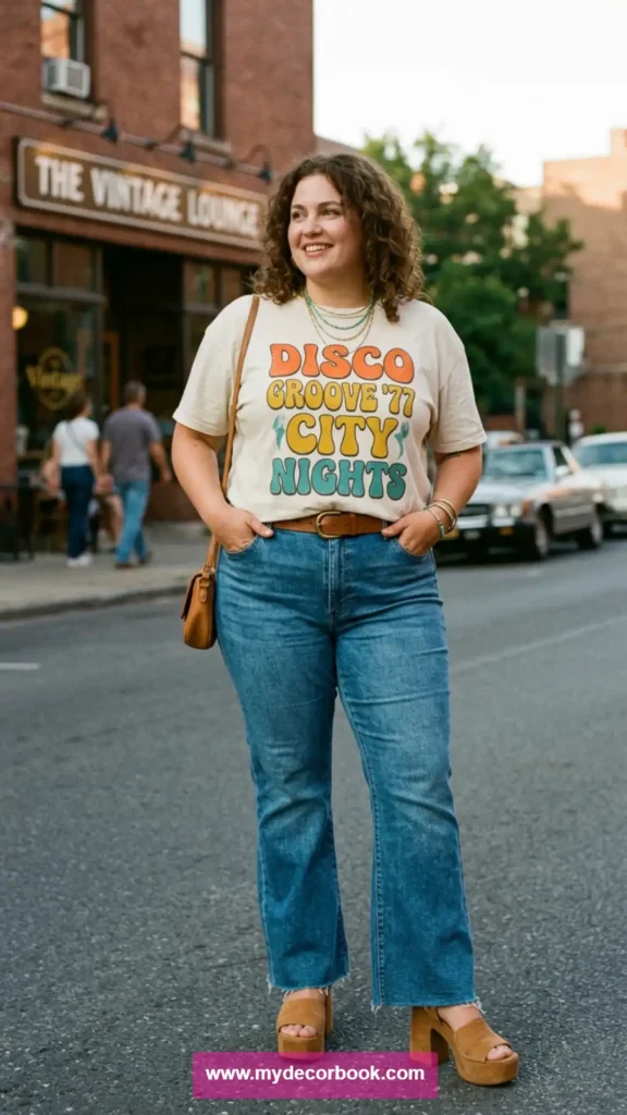 16. Plus Size T Shirt With Flared Jeans