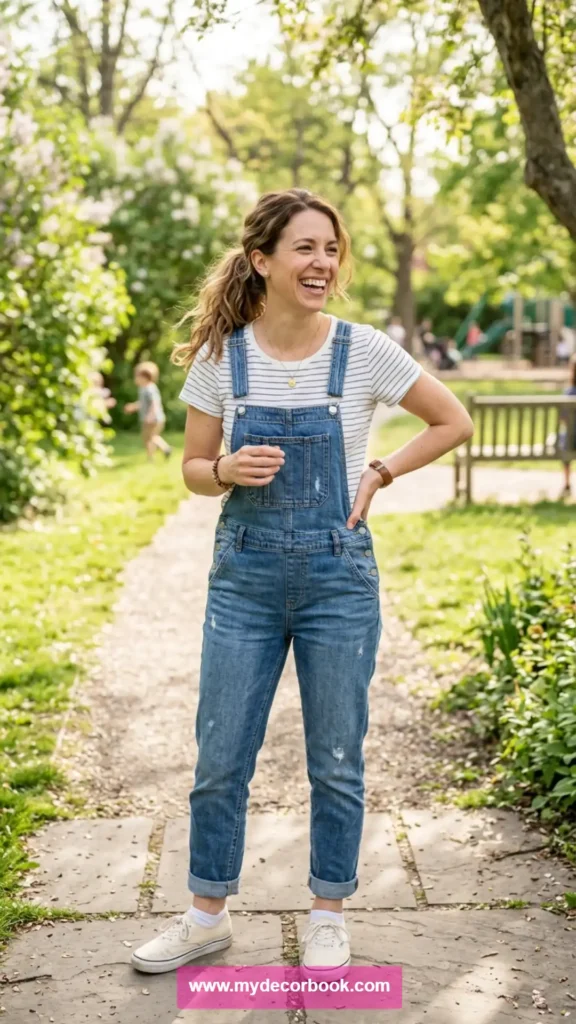 16. T Shirt With Denim Overalls
