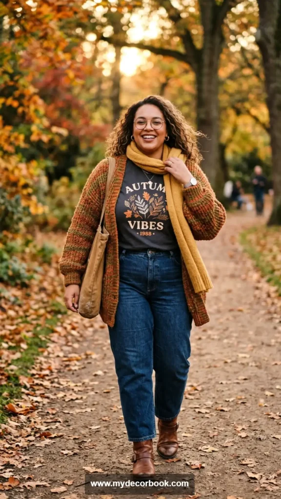 17. Graphic Tee With Cardigan Layers