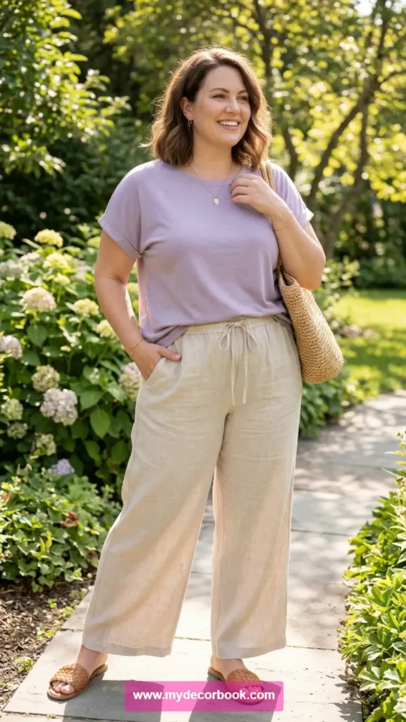 17. Plus Size T Shirt With Linen Pants