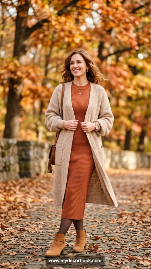 17. Ribbed Dress With Cardigan