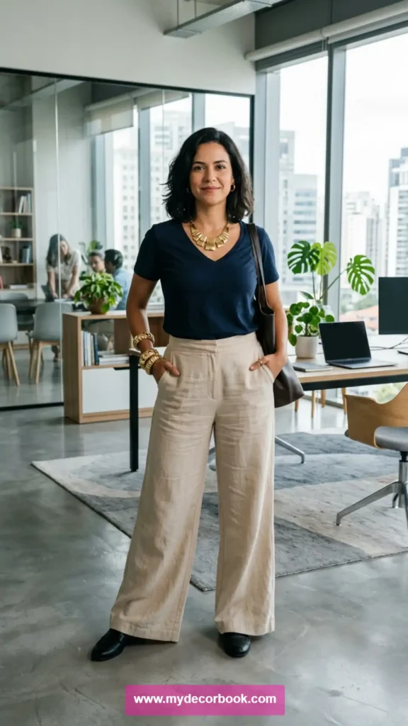 17. V Neck T Shirt With Palazzo Pants