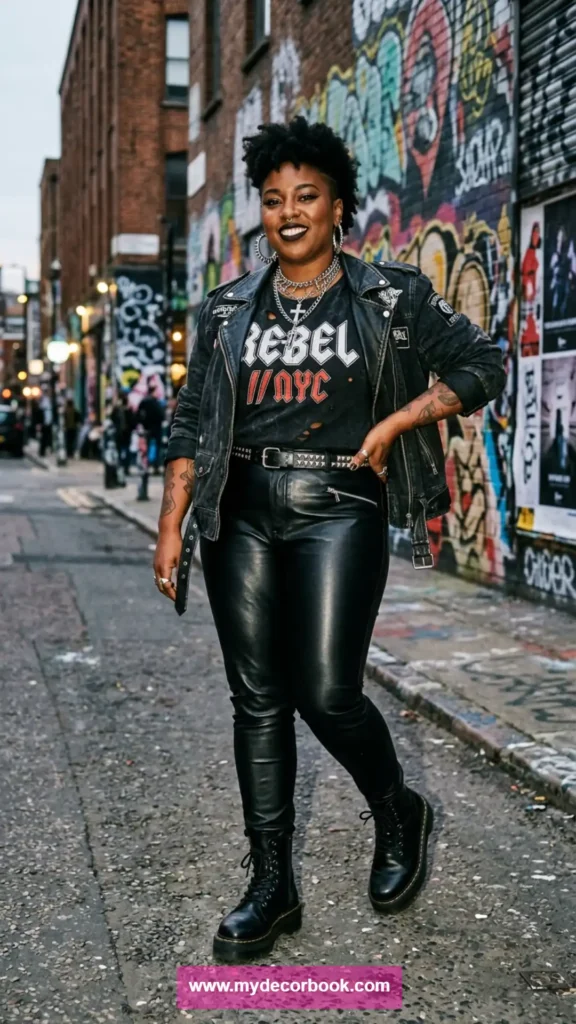 18. T Shirt With Leather Pants