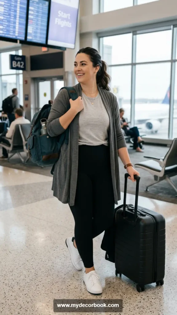 18. Travel-Friendly T-Shirt and Leggings Outfit