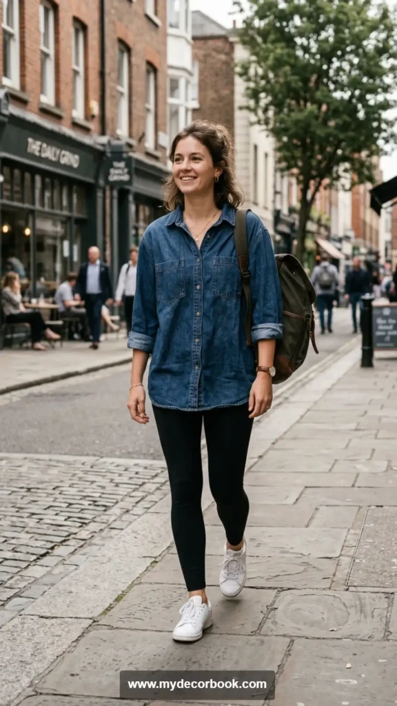 19. Denim Shirt With Leggings