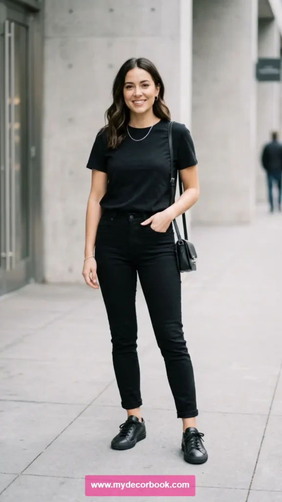 19. Monochrome T Shirt and Jeans Outfit