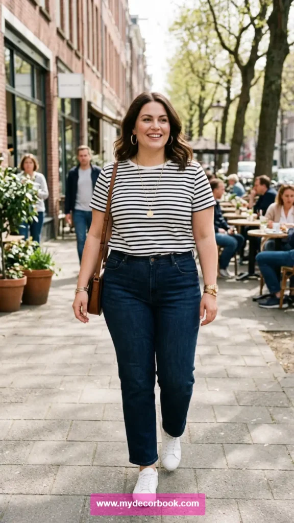 19. Plus Size Striped T Shirt Outfit