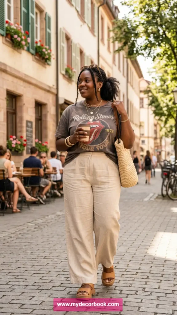 2. Graphic T-Shirt With Wide-Leg Linen Pants