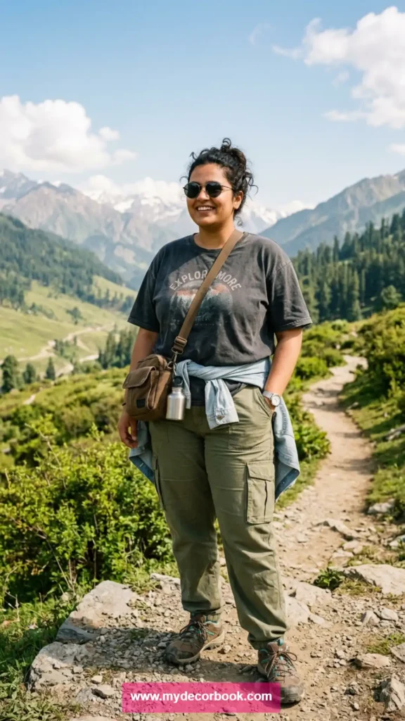 2. Plus Size Graphic T Shirt With Cargo Pants for Adventure Trips