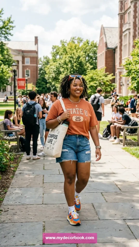 2. Plus Size T-Shirt With Denim Shorts and Sneakers