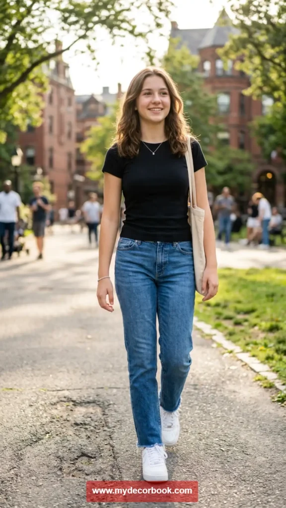20. Black Top with Blue Jeans