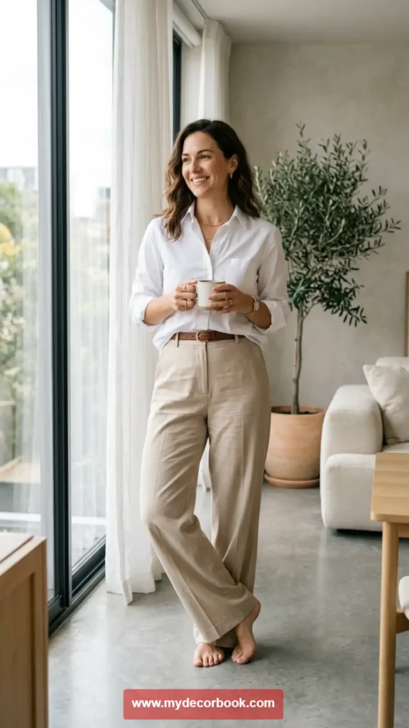 20. Button-Down Shirt with Relaxed Trousers