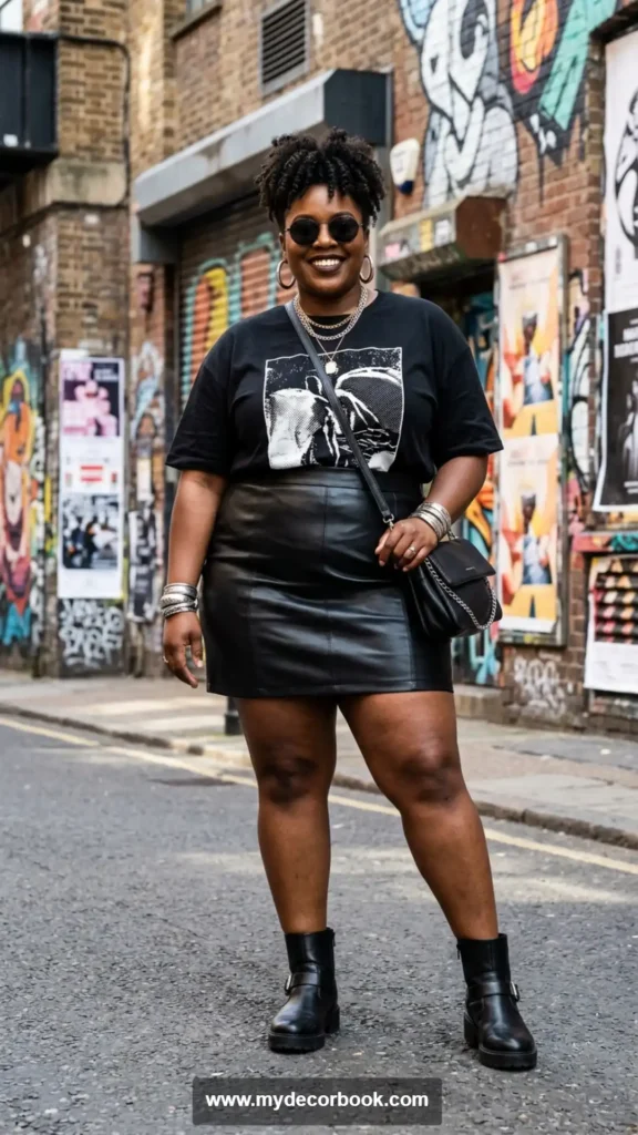 20. Oversized T Shirt with Mini Skirt and Boots
