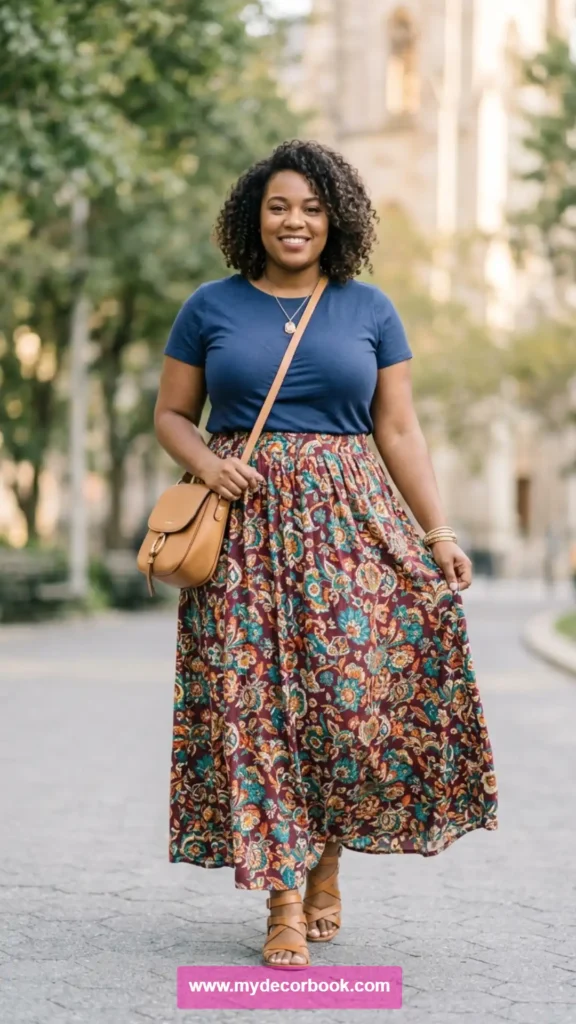 20. Plus Size T Shirt With Maxi Skirt