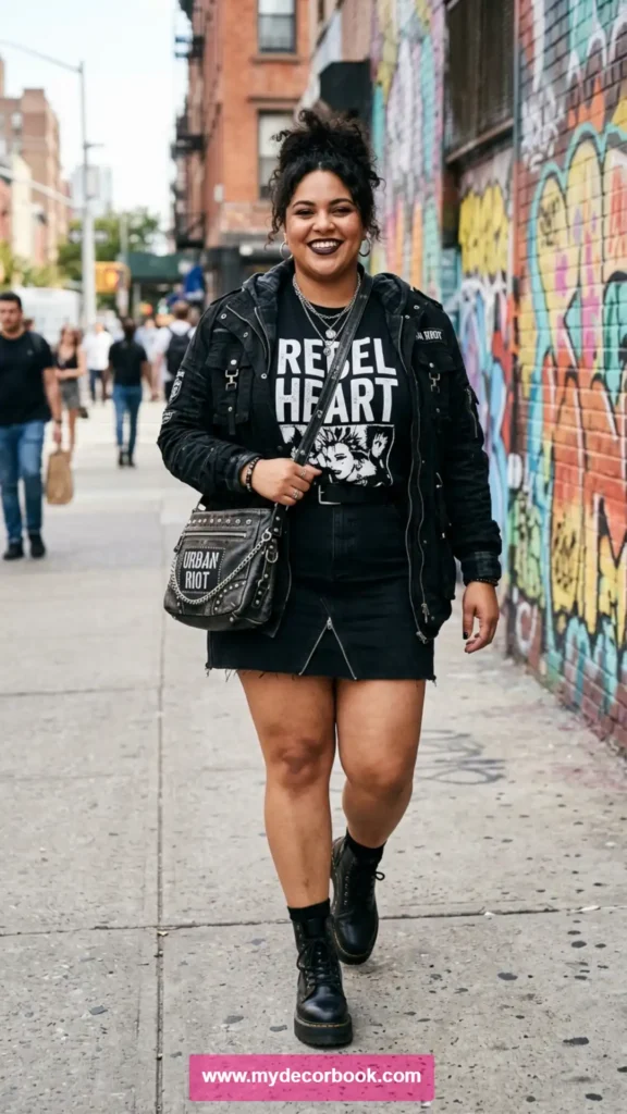 20. Plus Size T Shirt With Mini Skirt And Boots
