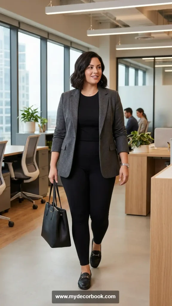 21. Casual Office Style T-Shirt and Leggings Outfit