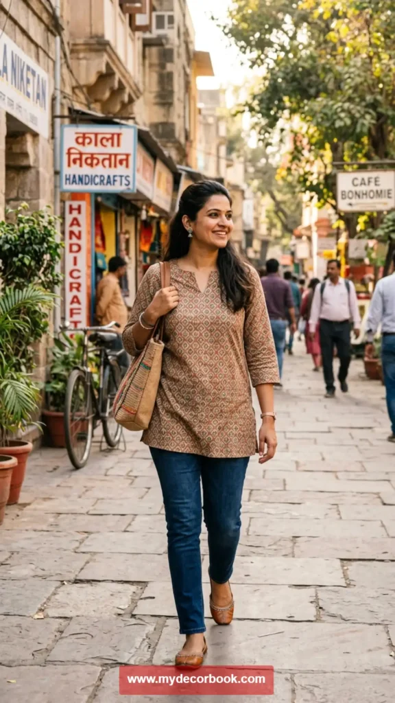 22. Casual Kurti with Jeans or Leggings
