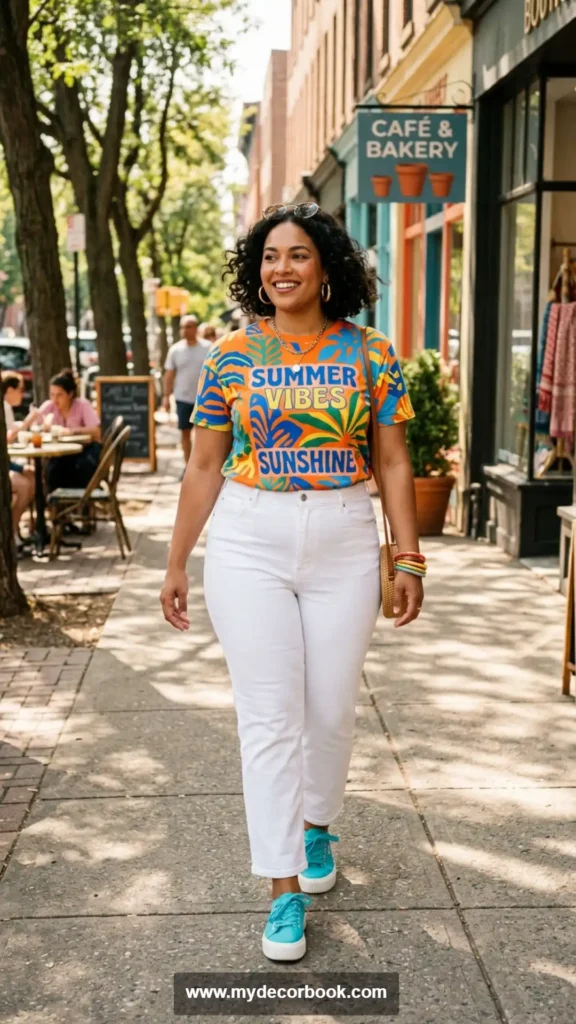 22. Graphic Tee With White Jeans