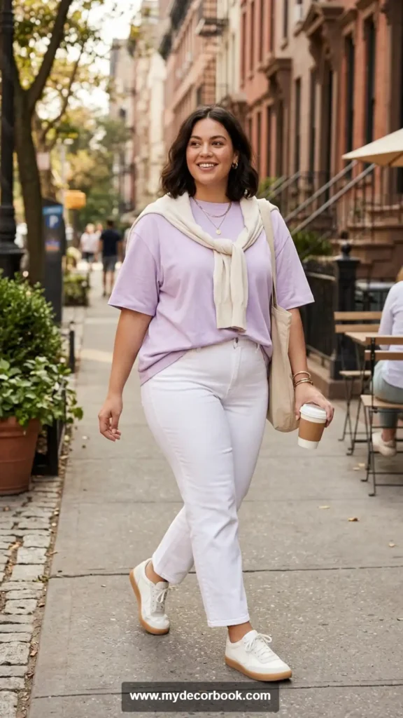 22. Oversized T Shirt with White Jeans for Fresh Style