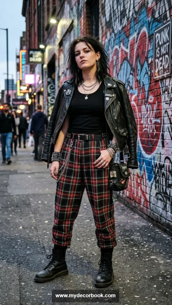 22. Plaid Pants With Simple Tank Top
