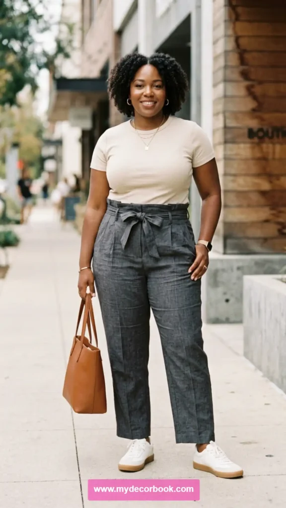 22. Plus Size T Shirt With Paperbag Pants