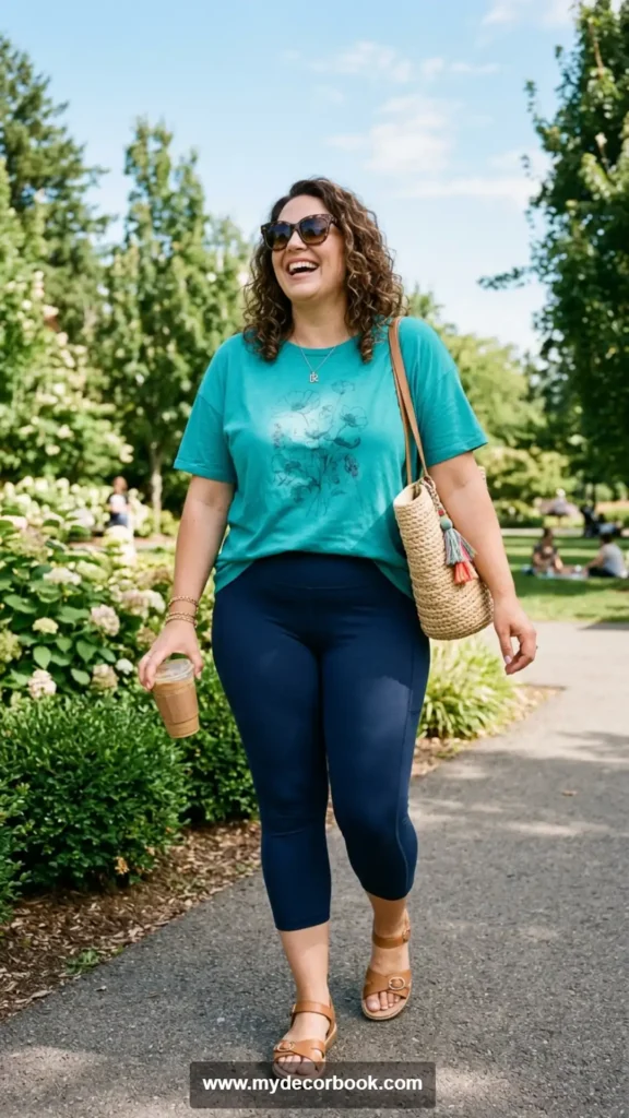 23. Summer T-Shirt and Capri Leggings Outfit