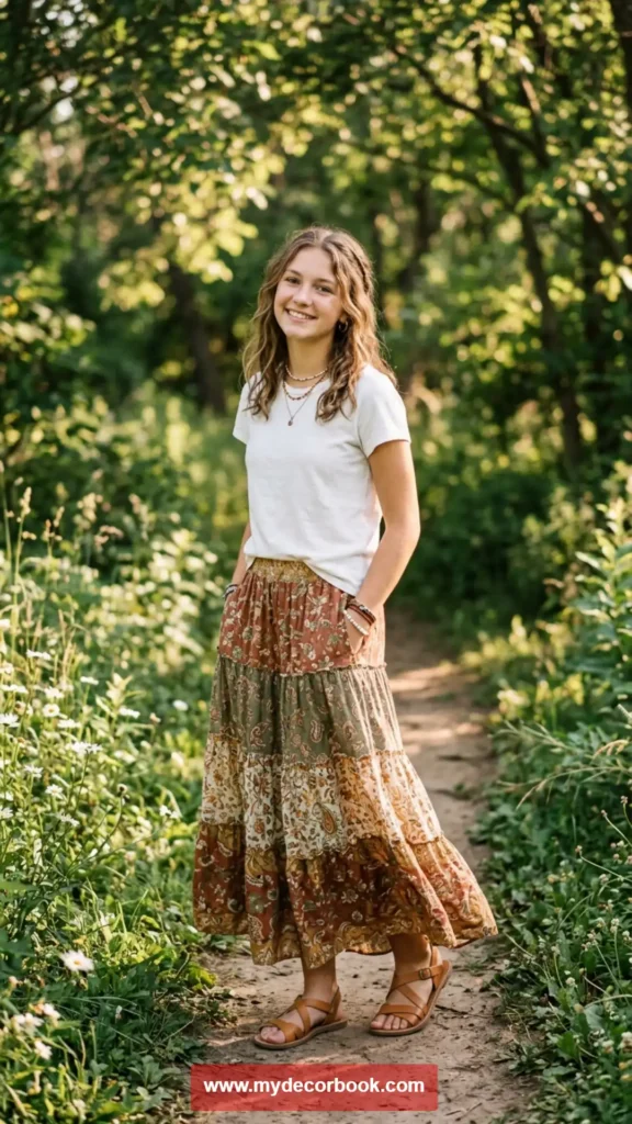 24. Long Skirt with Basic Tee