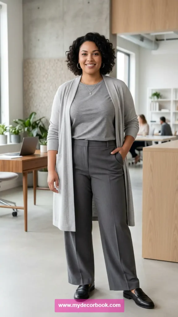 24. Monochrome Plus Size T Shirt Outfit