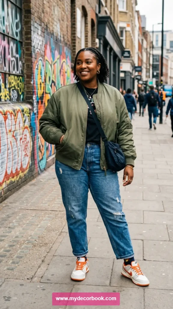 24. Plus Size T Shirt With Bomber Jacket