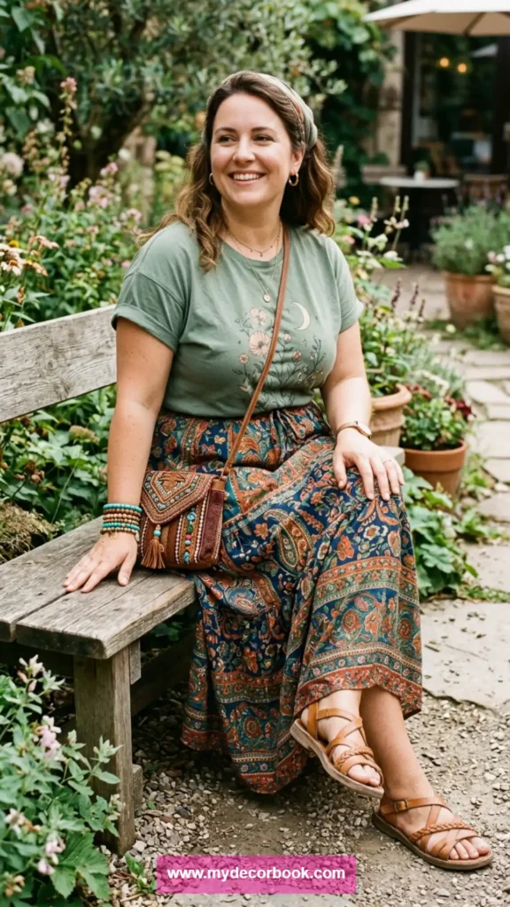 24. Plus Size T Shirt With Maxi Skirt