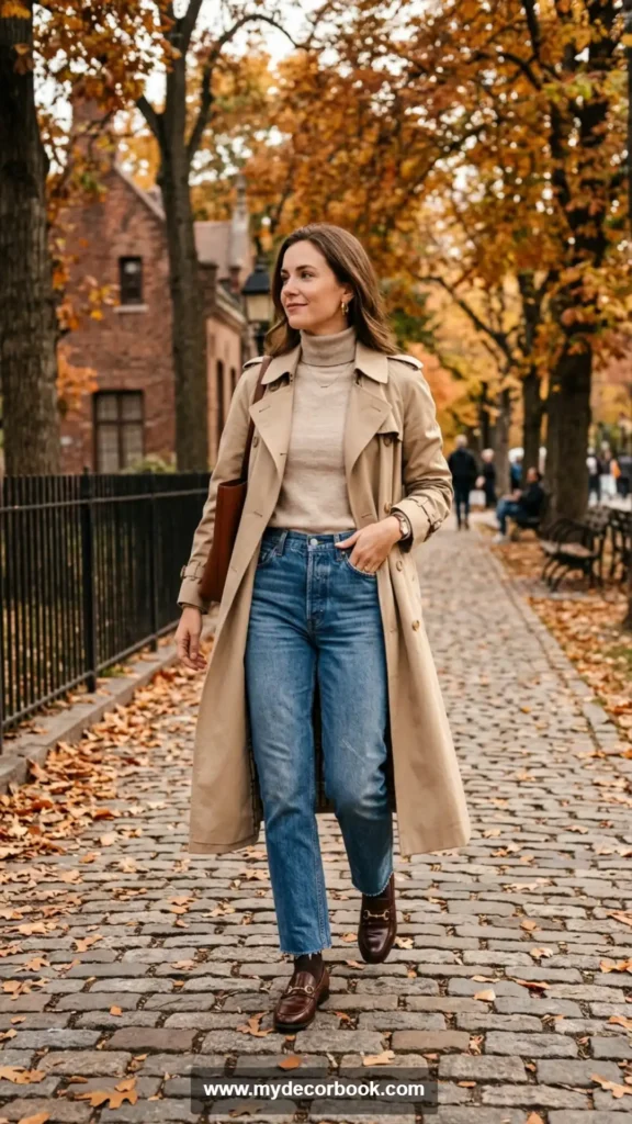 24. Trench Coat With Vintage Jeans