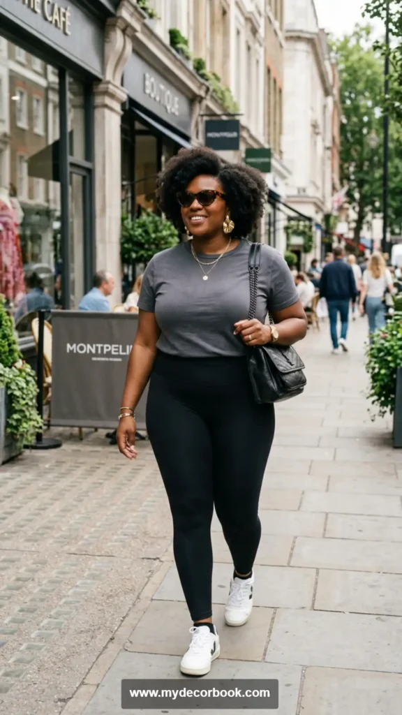 25. Elevated Casual T-Shirt and Leggings Outfit with Accessories