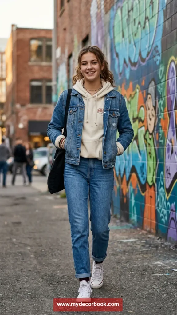 25. Hoodie Under Denim Jacket