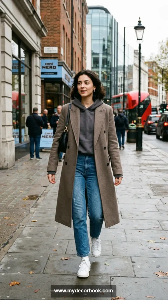 26. Neutral Hoodie With Long Coat