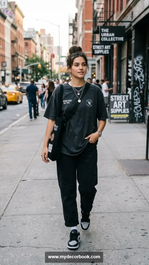 27. Black Jeans With Oversized Tee