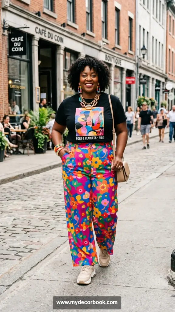 28. Graphic Tee With Colorful Pants