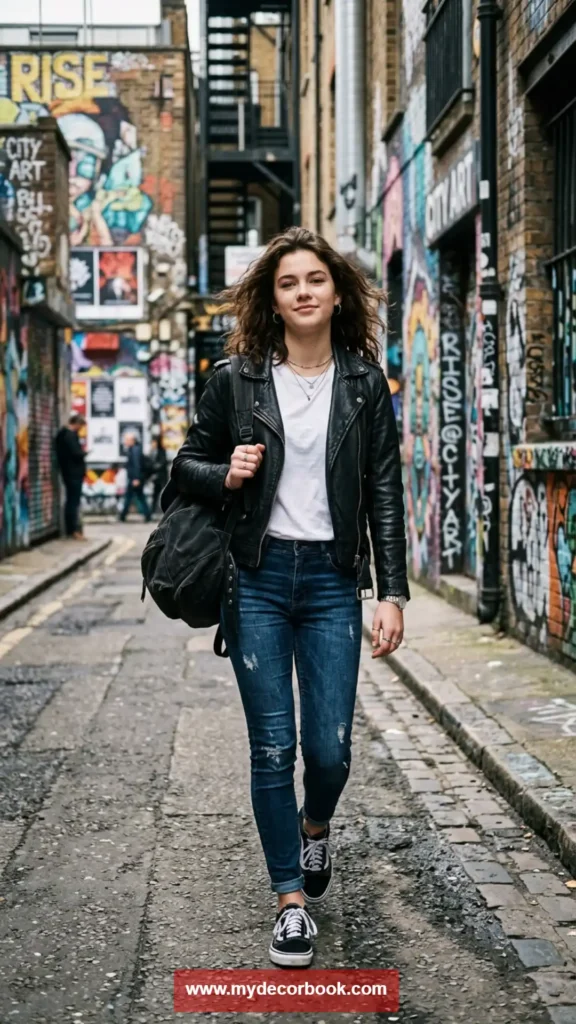 28. Leather Jacket with Casual Basics