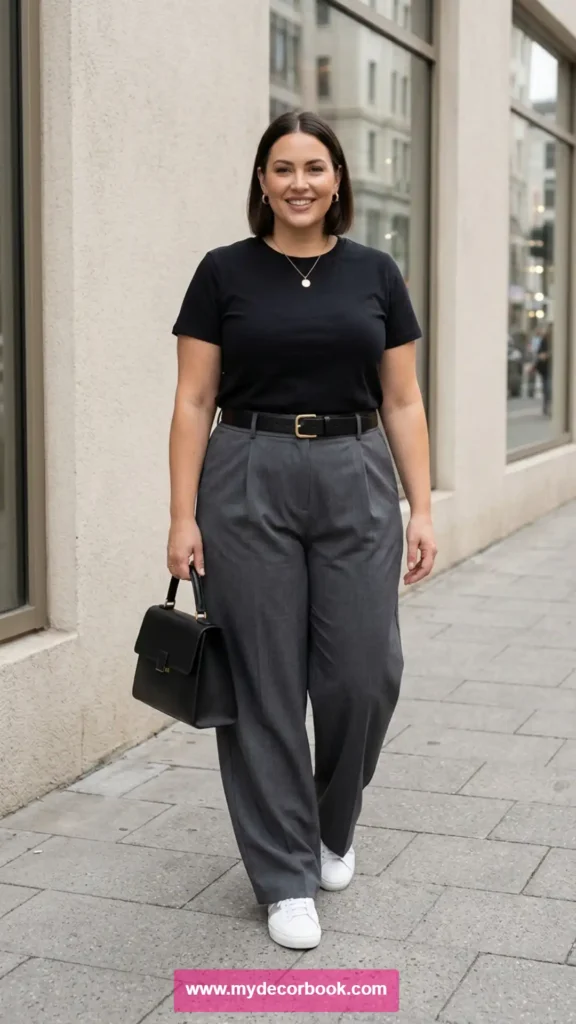 28. Plus Size T Shirt With Wide Leg Trousers