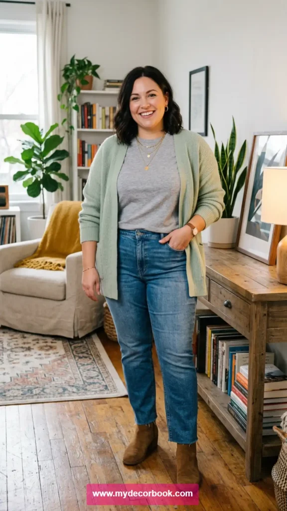 29. T Shirt With Jeans and Cardigan