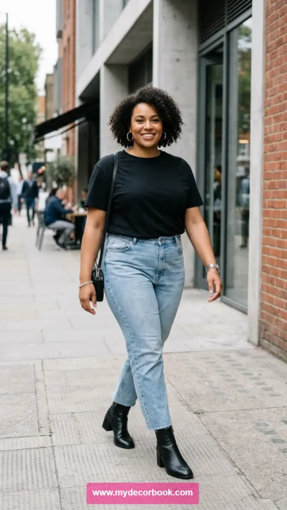 3. Black T Shirt With Light Wash Jeans
