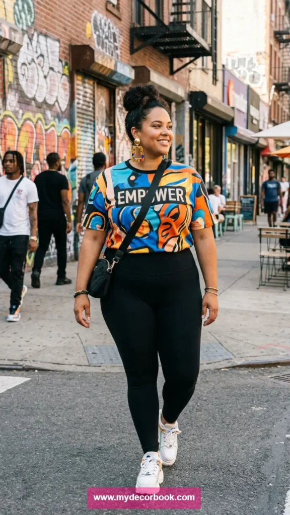3. Graphic T-Shirt With Plus Size Leggings