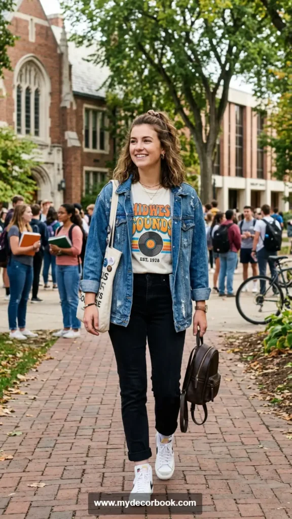 3. Graphic Tee Layered Under a Denim Jacket