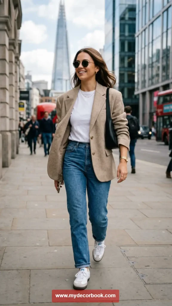 3. Oversized Blazer with Basic T-Shirt and Jeans