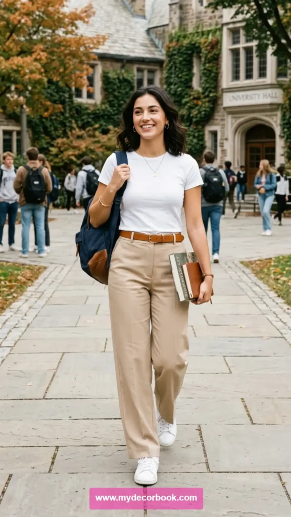 3. White T-Shirt With Wide-Leg Pants