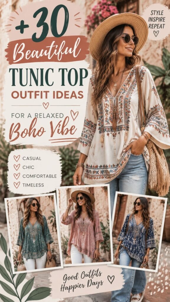 30 Beautiful Tunic Top Outfit Ideas for a Relaxed Boho Vibe