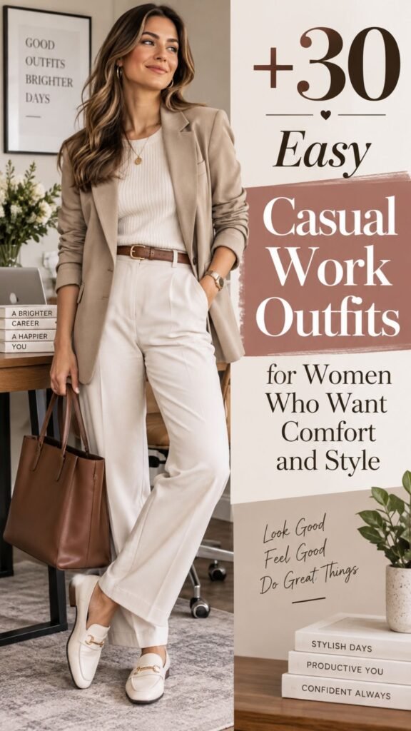 30 Easy Casual Work Outfits for Women Who Want Comfort and Style