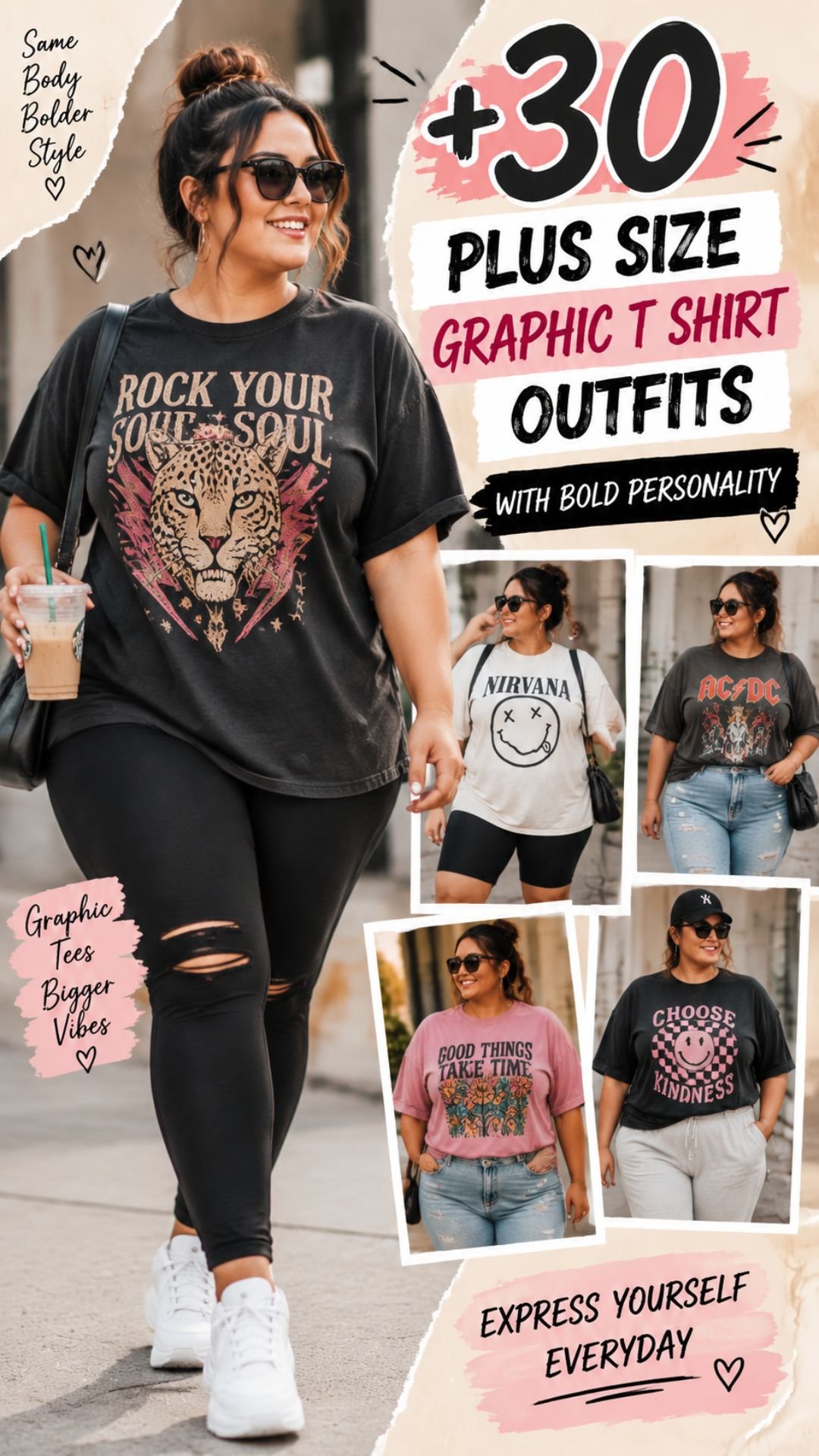 30 Plus Size Graphic T Shirt Outfits With Bold Personality