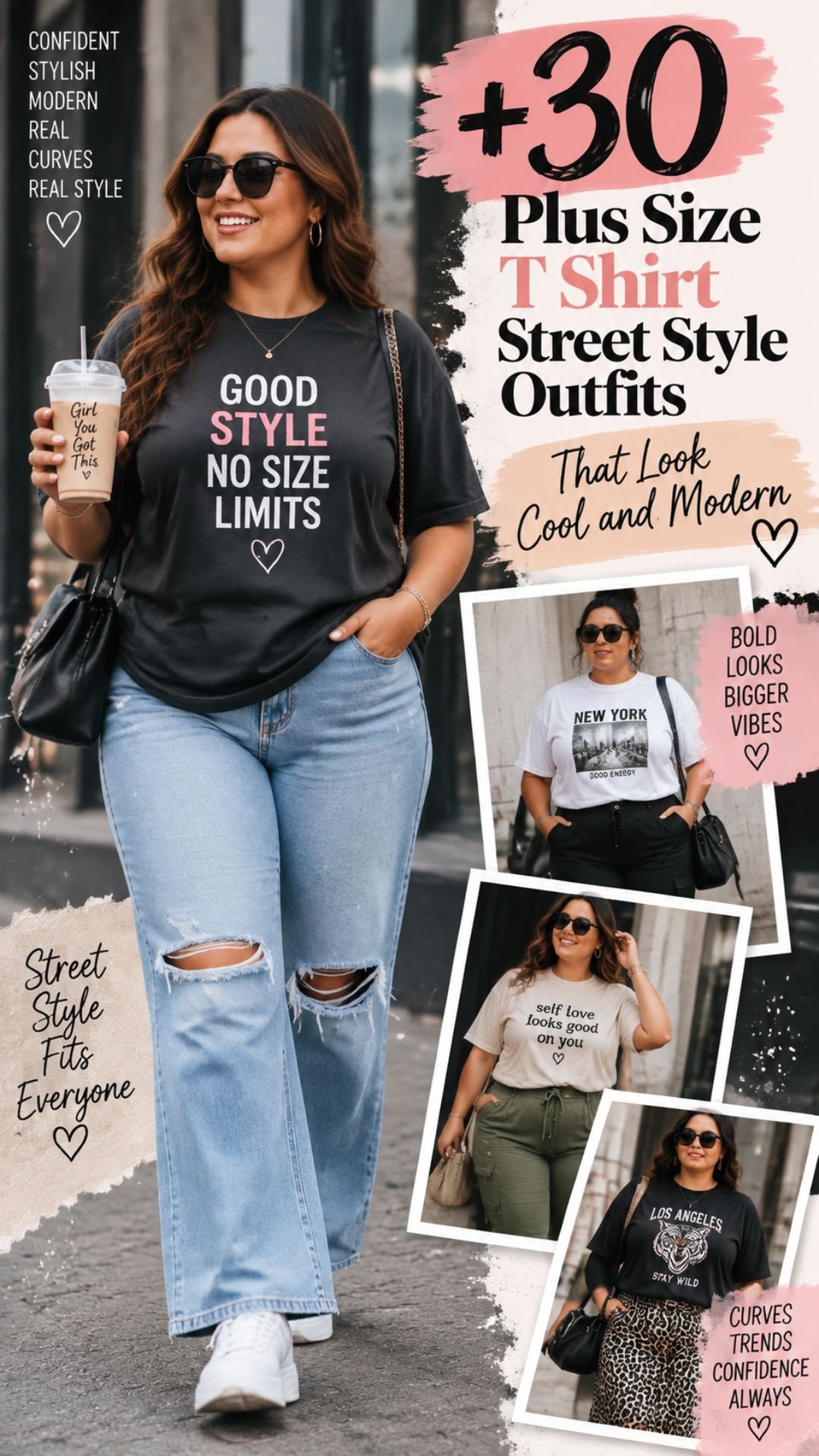30 Plus Size T Shirt Street Style Outfits That Look Cool and Modern